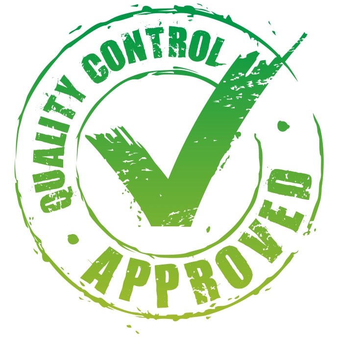 Original green Quality Control Approved stamp.