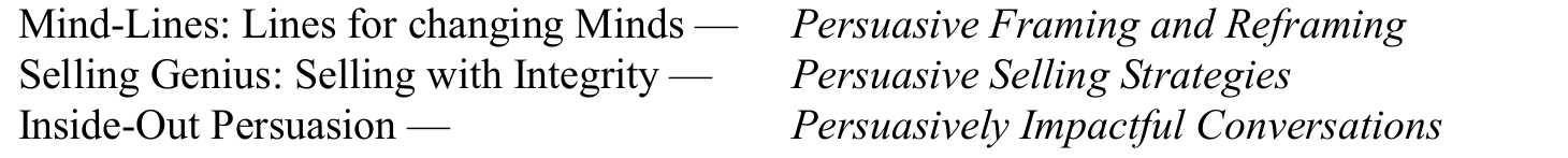 Original three-row list pairing persuasion trainings with their descriptions.