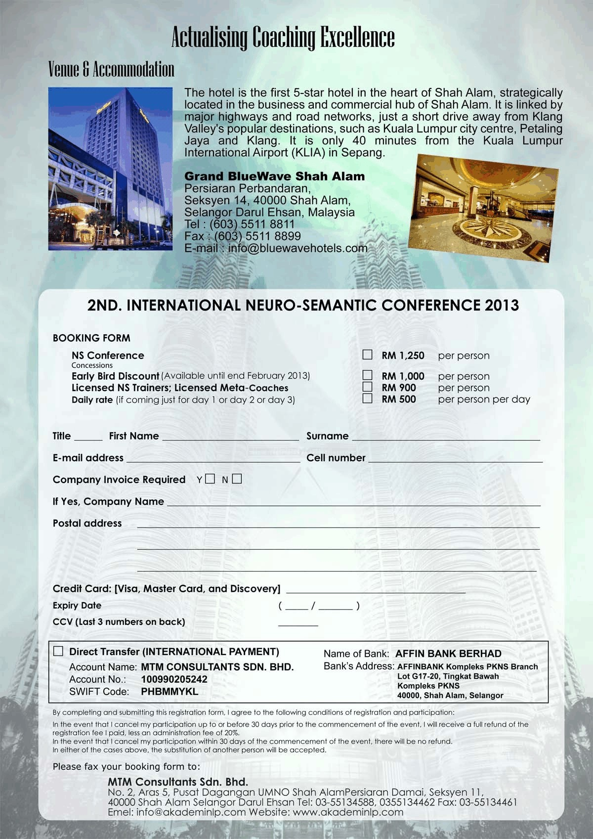 Historical 2013 conference brochure — not current booking or payment instructions