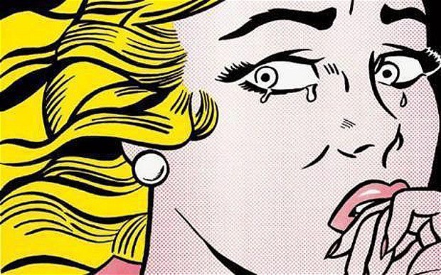 Original pop-art illustration of a tearful woman.