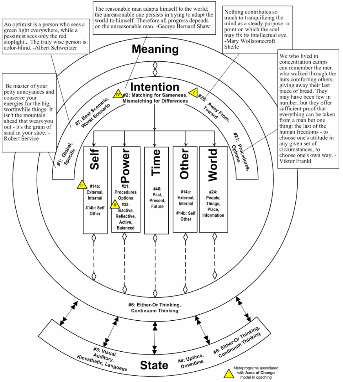 Original Matrix Model and Selected Meta-Programs, including its quotations and Axes of Change markers.