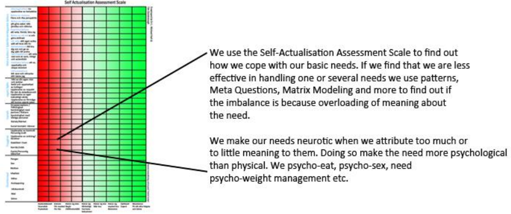 Original Self-Actualisation Assessment Scale and its explanatory annotations.